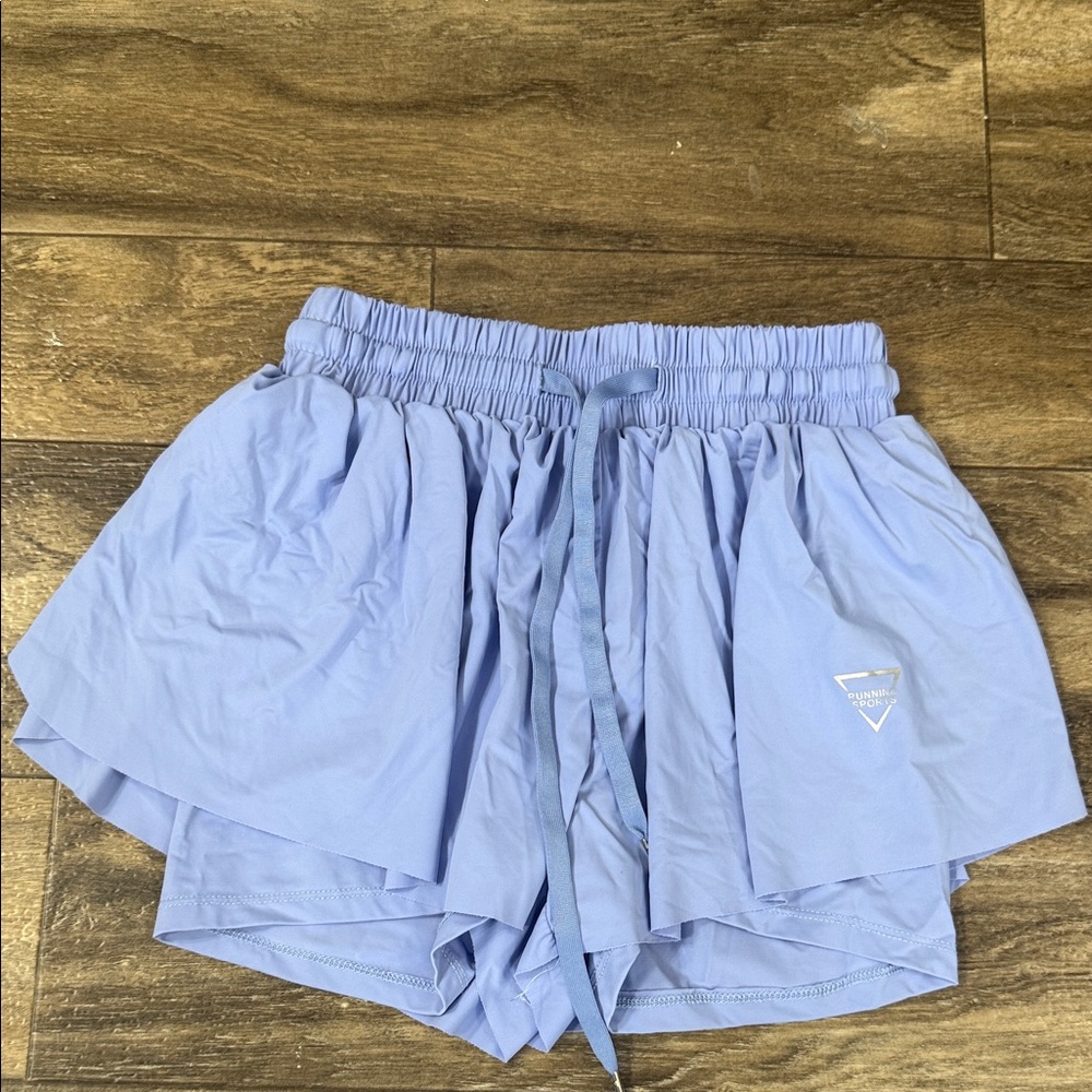 SHEIN Light Blue Layered Athletic Shorts